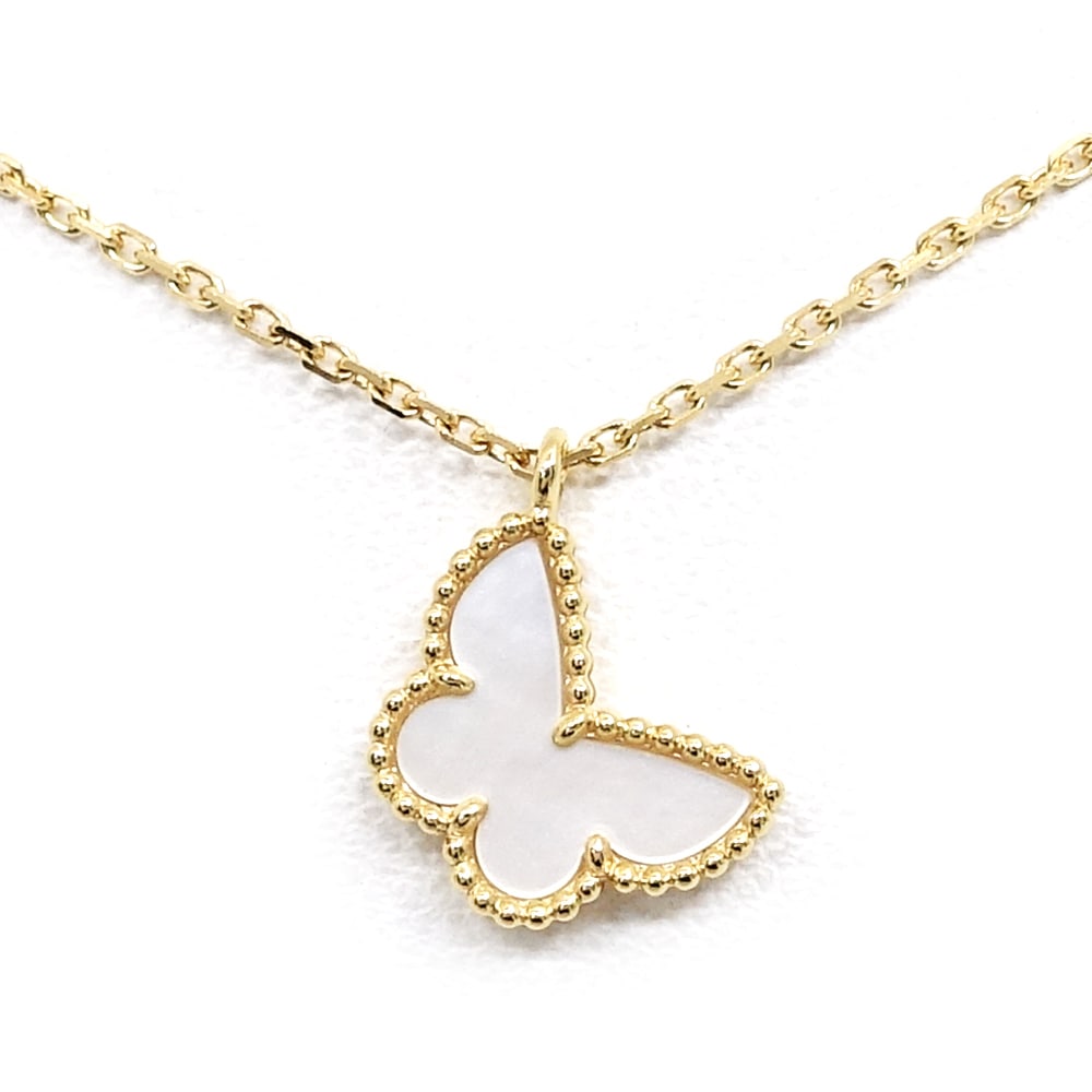 【栄】【VAN CLEEF&ARPELS】ヴァンクリーフ&アーペル K18YG スウィートパピヨン ネックレス MOP ホワイトシェル 750YG VCARF69300 ジュエリー【中古】