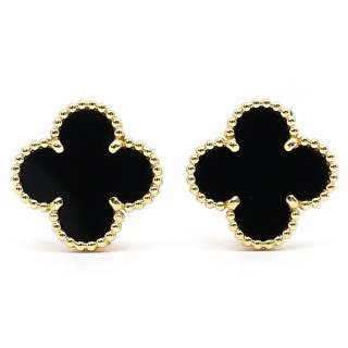 【栄】【VAN CLEEF＆ARPELS】ヴァンクリーフ＆アーペル K18YG ヴィンテージアルハンブラ ピアス オニキス VCARA44200 750YG ジュエリー【中古】