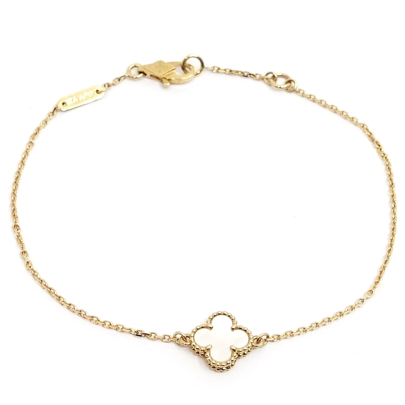 �ڱɡۡ�VAN CLEEF&ARPELS�ۥ����󥯥꡼��&�����ڥ� K18YG ���������� ����ϥ�֥� �֥쥹��å� MOP �ۥ磻�ȥ����� 750YG VCARF68800 ���奨�꡼����š�