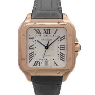 【天白】【CARTIER】カルティエ サントス ドゥ カルティエ LM WGSA0019 K18PG ピンクゴールド 腕時計 自動巻き シルバー文字盤 2025保証書 【中古】