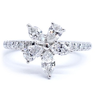 【栄】【TIFFANY】ティファニー Pt950 ビクトリア ミックスクラスター ダイヤモンド フラワー リング 指輪 ジュエリー レディース【仕上げ済】【中古】