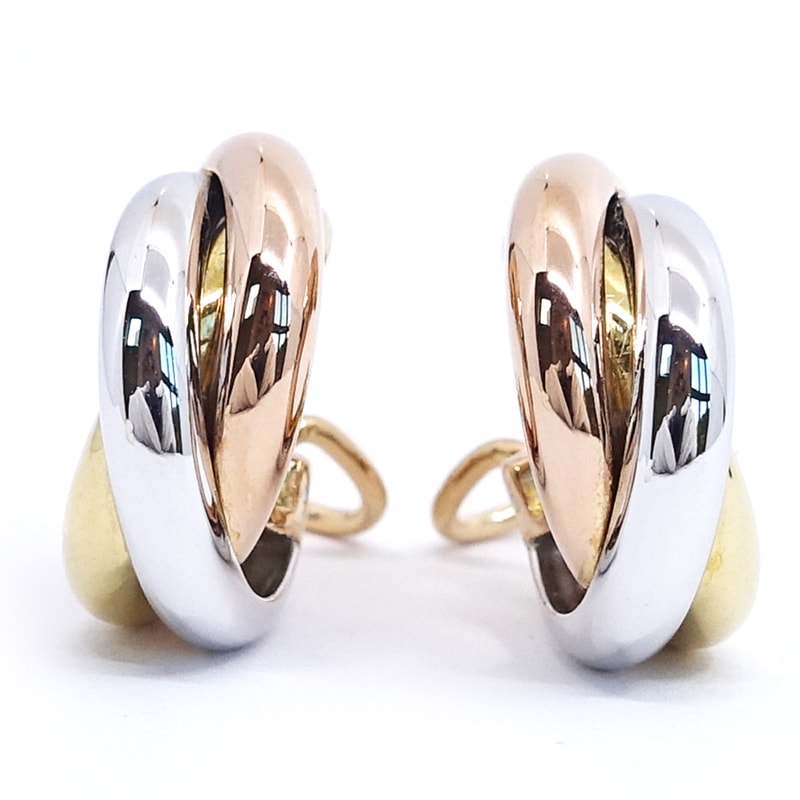 栄】【CARTIER】カルティエ K18YG WG PG トリニティ イヤリング 3