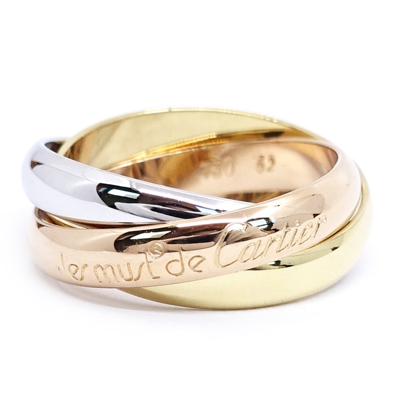 栄】【CARTIER】カルティエ K18YG WG PG トリニティ 3カラー リング