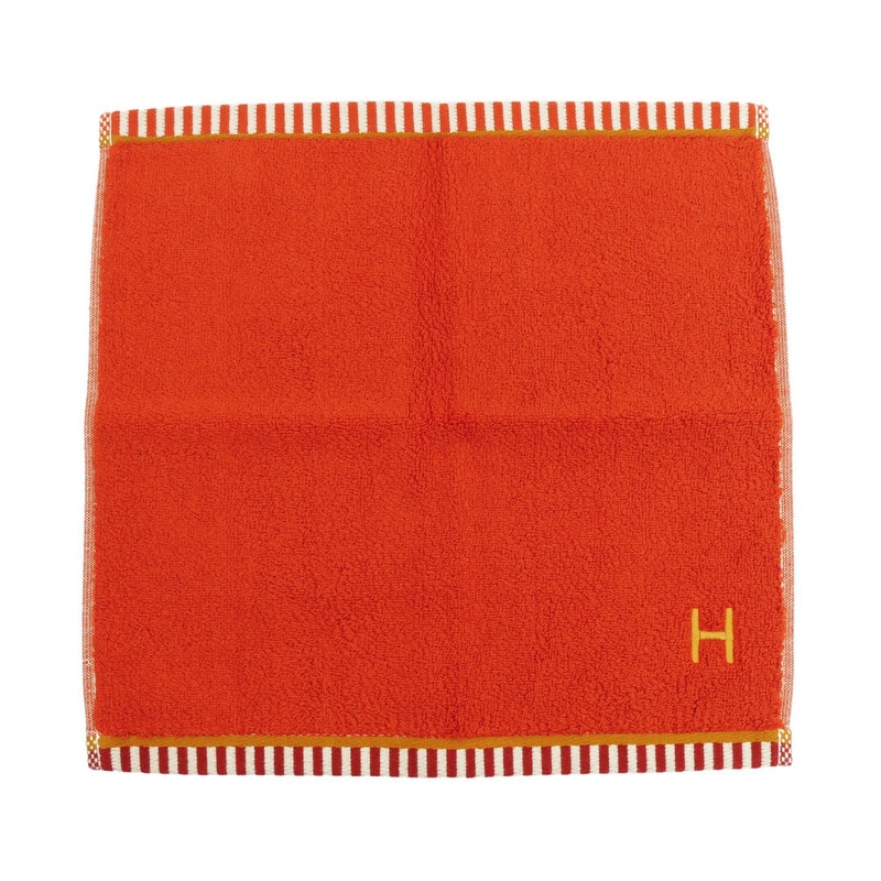 名東】【HERMES】エルメス カレ タオル ヴィス ヴェルサ オレンジ系