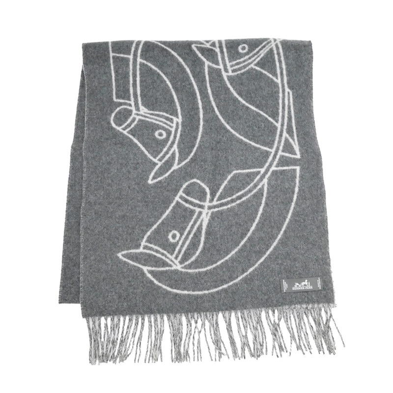 名東】【HERMES】エルメス マフラー アントルラック エケストル グレー