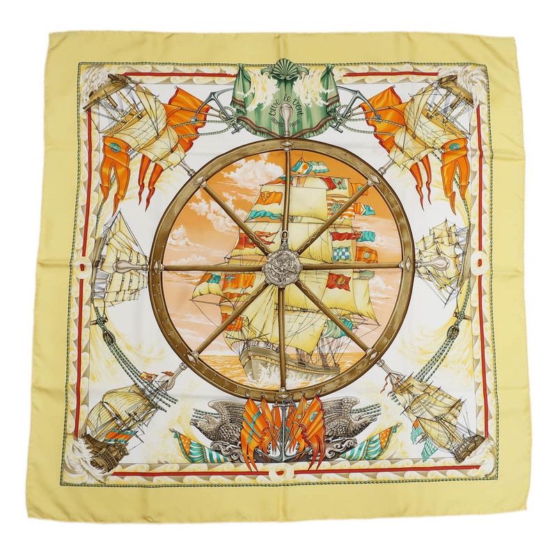 天白】【HERMES】エルメス カレ90 Vive le Vent 風よ吹け スカーフ