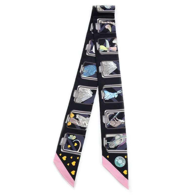 C*o様 超美品 HERMES ツイリー ネイビー 美品 HERMES ツイリー ネイビー×マルチ 箱付き 美品 HERMES ツイリー