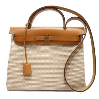 【栄】【HERMES】エルメス エールバッグ ジップ 31 2WAYバッグ ハンド/ショルダー W刻印 2024年製造 レザー キャンバス ベージュ ゴールド金具 レディース 保存袋 箱【中古】