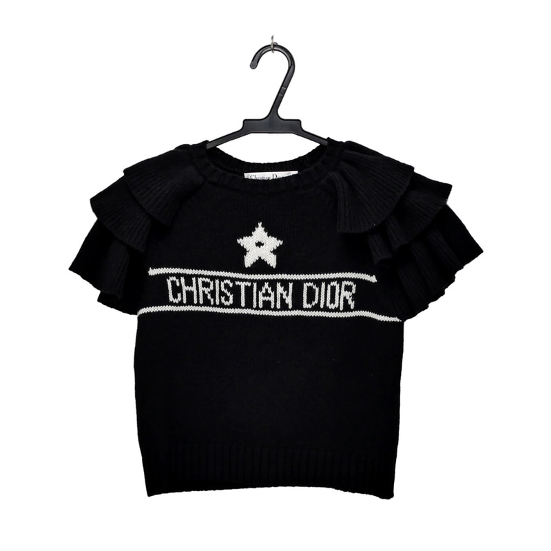 名東】【CHRISTIAN DIOR】ディオール 半袖ニット フリル 36サイズ