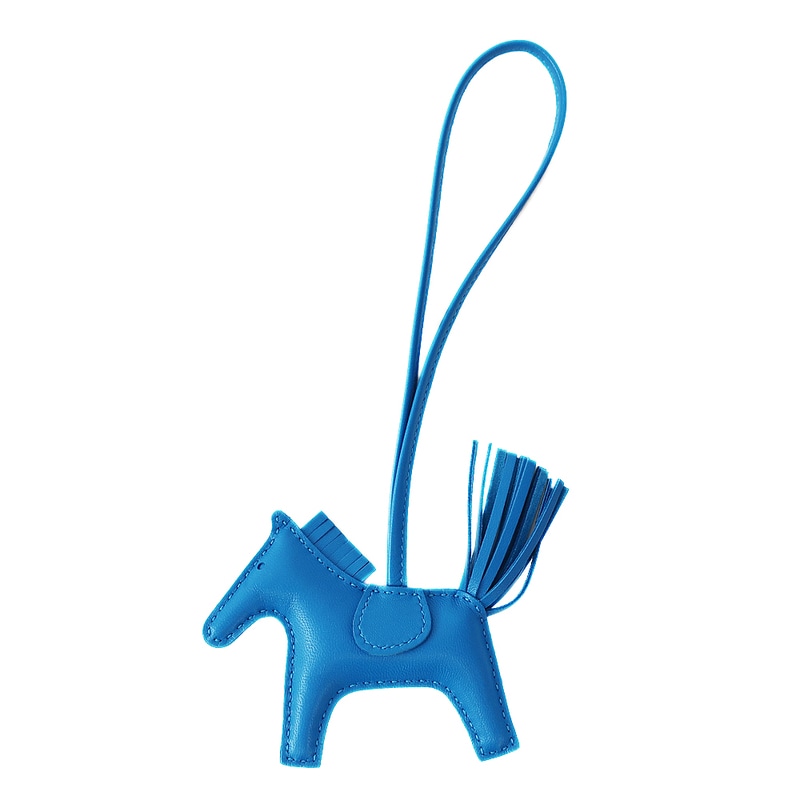 天白】【HERMES】エルメス ロデオPM バッグチャーム ブルーザンジバル