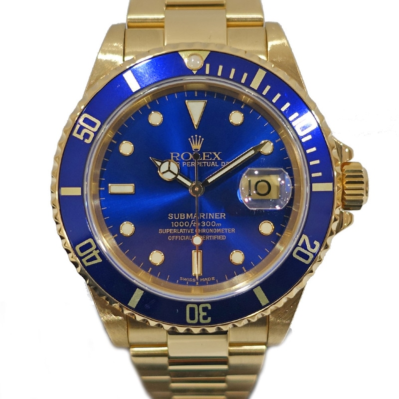 栄】【ROLEX】ロレックス サブマリーナ 16618 ブルー 腕時計 750 K18