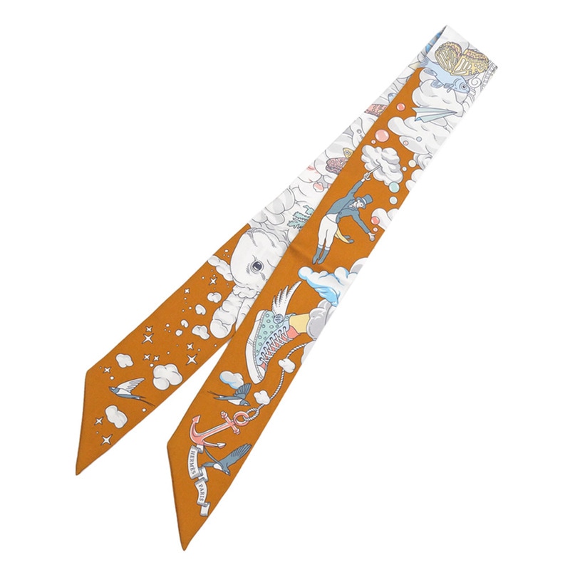 名東】【HERMES】エルメス ツイリー 私の雲 ブラウン系 マルチカラー