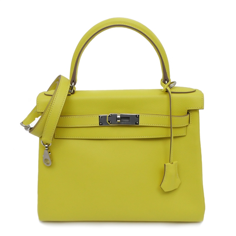 エルメス HERMES  ケリー28 内縫い エトープ ゴールド金具  ハンドバッグ トリヨン 中古 名東】【HERMES】エルメス ケリー28 ライム シルバー金具 エバーカラー