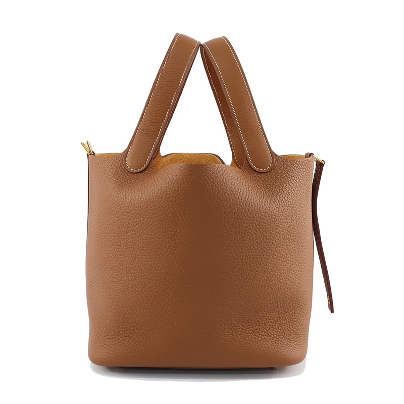 天白】【HERMES】エルメス ピコタン ロック MM ハンドバッグ ゴールド