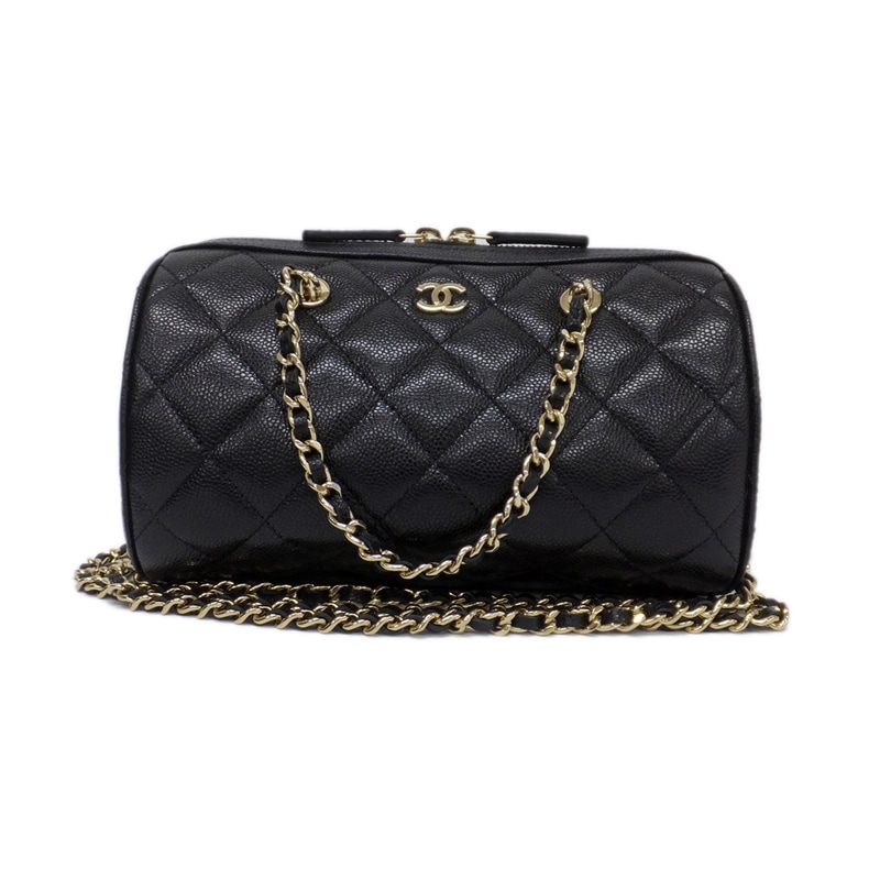 天白】【CHANEL】シャネル ミニボストン チェーンショルダー