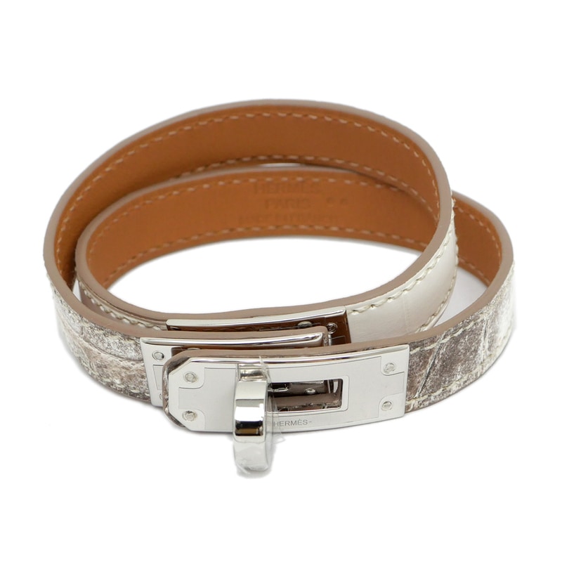 【美品】HERMES エルメス ブレスレット ケリー レザー 白 ◻︎H刻印 美品】HERMES エルメス ブレスレット ケリー レザー 白 ◻︎H刻印
