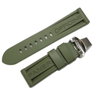 【名東】【PANERAI】パネライ 替えベルト ラグ幅24mm Dバックル付き グリーン カウッチュー ラバーベルト 腕時計 パーツ 小物【中古】