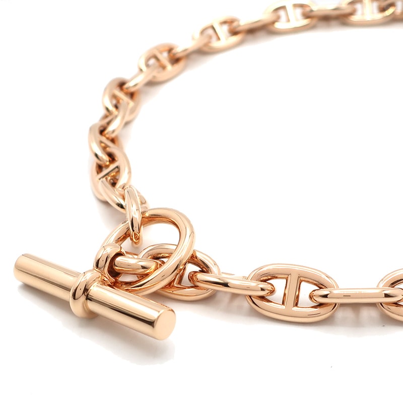 天白】【HERMES】エルメス シェーヌダンクルMM K18PG AU750 ピンク