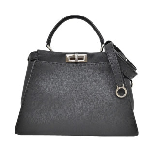 ��̾��ۡ�FENDI�ۥե���ǥ� �ԡ����֡� �쥮��顼 �ϥ�ɥХå� �������� �֥�å� 8BN244 ��ǥ���������š�