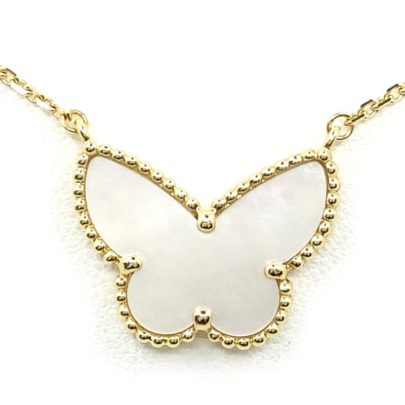 �ڱɡۡ�VAN CLEEF&ARPELS�ۥ����󥯥꡼�ա������ڥ� K18YG ��å�������ϥ�֥� �ѥԥ�� �ͥå��쥹 MOP 750YG ���奨�꡼ VCARD99500����š�