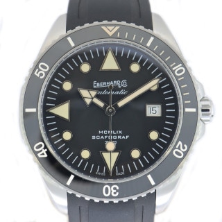 【栄】【EBERHARD】エベラール スカフォグラフ 300 MCMLIX 41034 VS.08 CU ブラック 腕時計 SS ラバー 自動巻き メンズ【未使用】【中古】