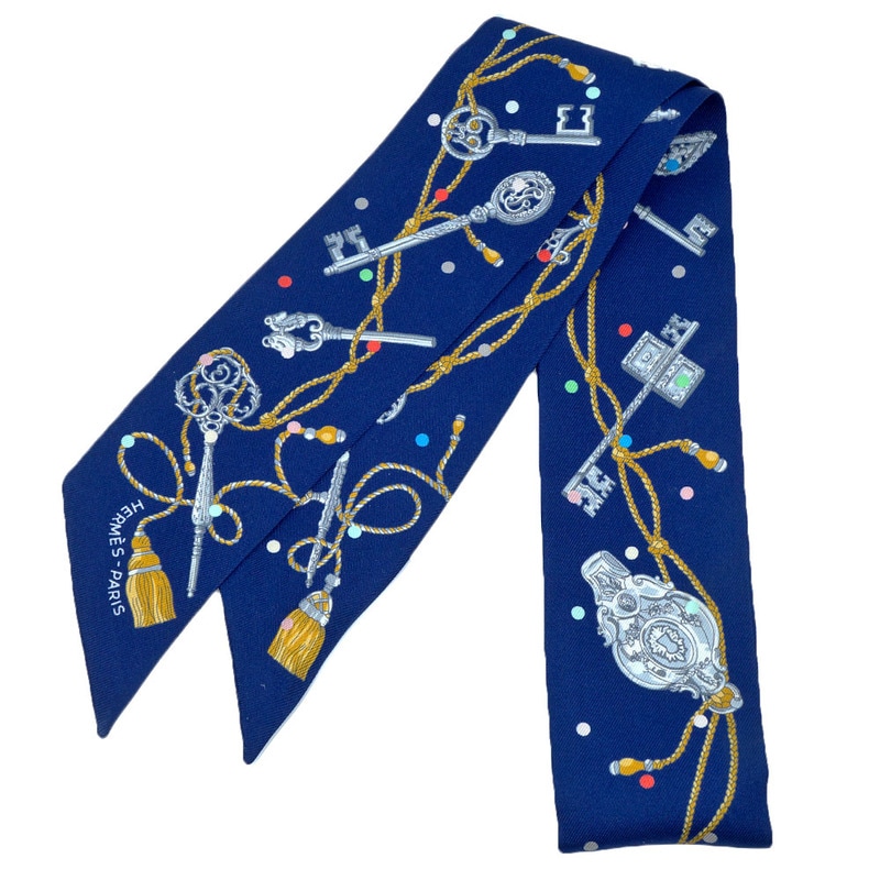 栄】【HERMES】エルメス ツイリー Les Cles a Pois レクレアポア