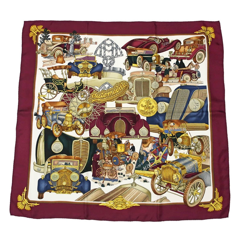 名東】【HERMES】エルメス カレ90 スカーフ オートモービル シルク100