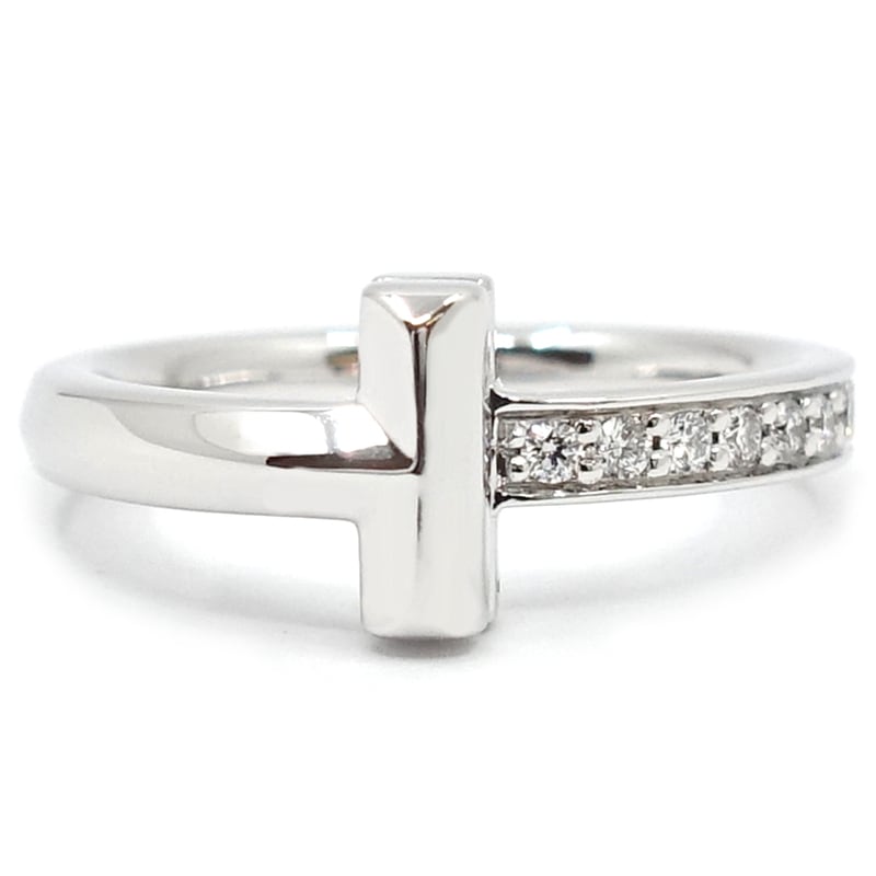 栄】【TIFFANY】ティファニー K18WG Tワン ダイヤモンド リング 指輪