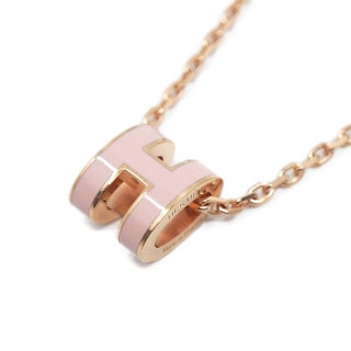 �ڱɡۡ�HERMES�ۥ���᥹ �ݥå�H �ڥ����� �ͥå��쥹 ���硼���� �ԥ� �ԥ󥯥�����ɶ�� ��40cm ��ʪ ������ Ȣ�ڿ��ʡۡ�̤���ѡۡ���š�