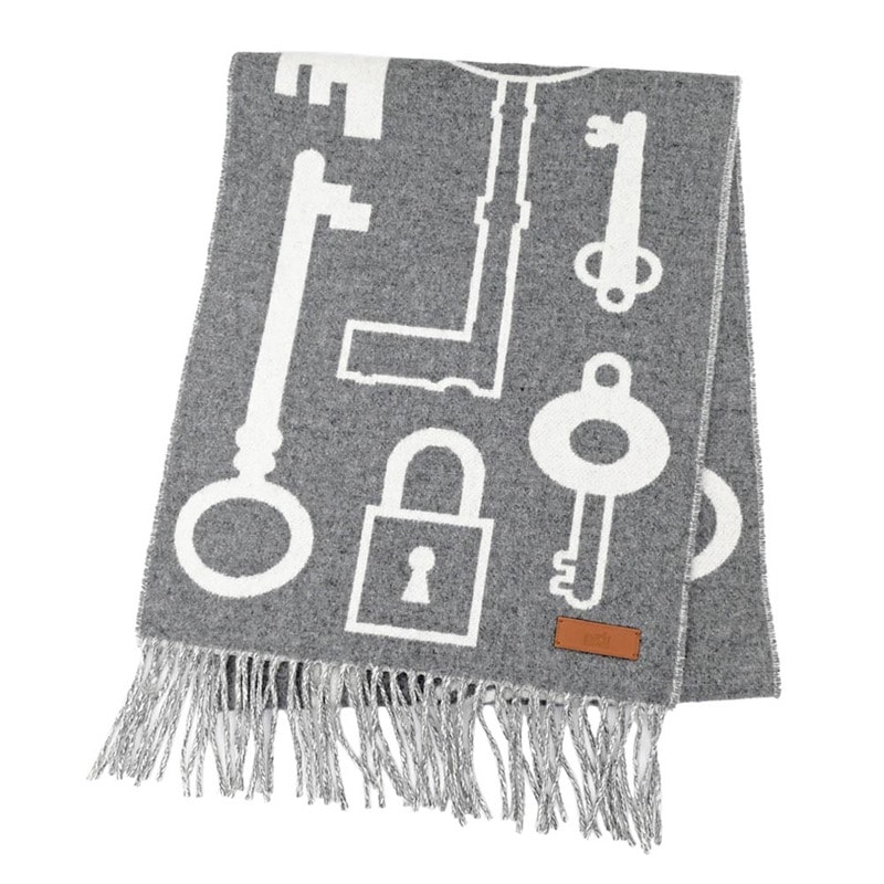 名東】【HERMES】エルメス マフラー カザック キーコレクション グレー