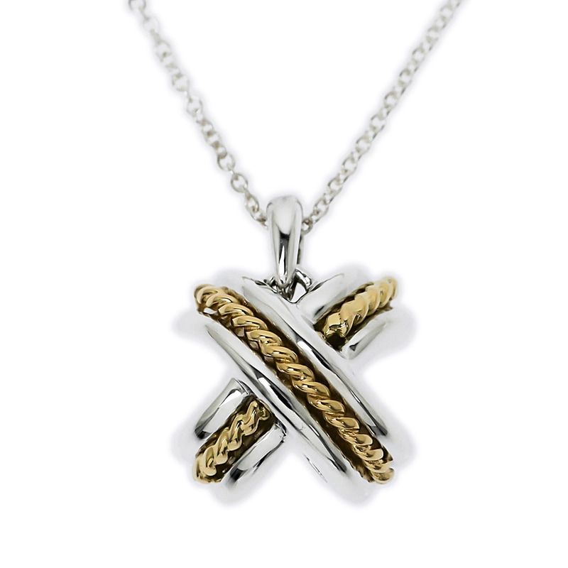 名東】【TIFFANY】ティファニー シグネチャー ネックレス SV925 750YG