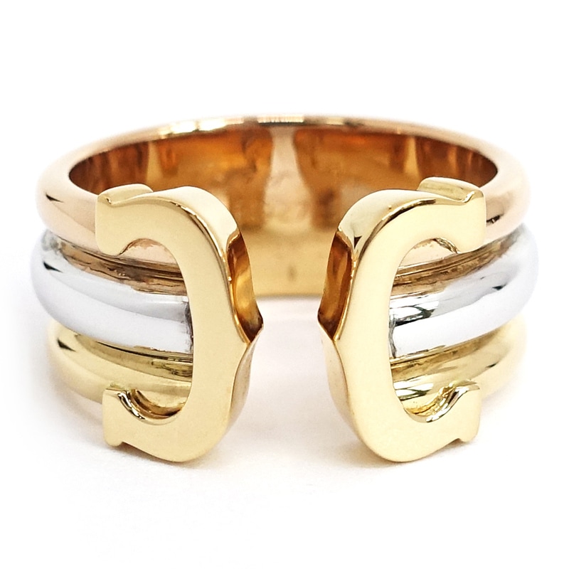 栄】【CARTIER】カルティエ K18PG WG YG C2 トリニティ リング LM 指輪