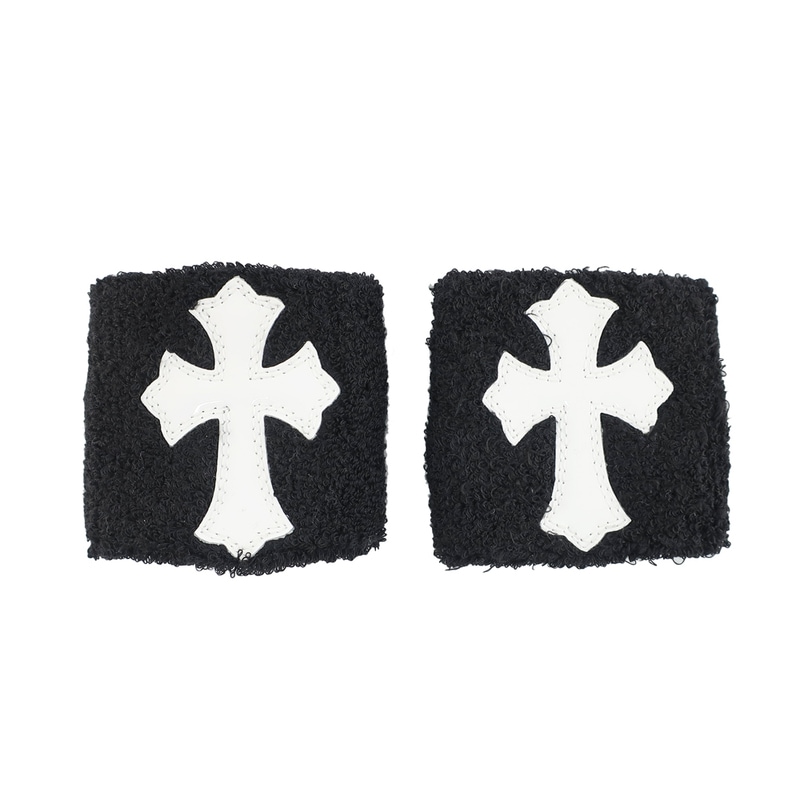 天白】【CHROME HEARTS】クロムハーツ リストバンド クロスパッチ