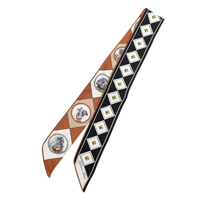 Hermès ツイリー　【コリエ・エ・シアン】 名東】【HERMES】エルメス ツイリー コリエエシアン ブラック ホワイト