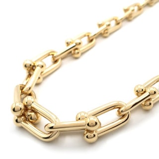 【天白】【TIFFANY】ティファニー ハードウェア グラジュエイテッド リンク ネックレス K18 750 YG イエローゴールド 【仕上済】【中古】