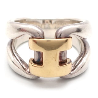 【天白】【HERMES】エルメス リング 指輪 ヒストリー ＃53 シルバー 925 K18 750 イエローゴールド アクセ【中古】