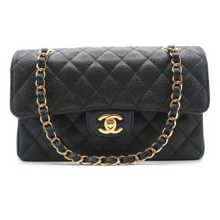 【天白】【CHANEL】シャネル マトラッセ 23 ダブルフラップ チェーンショルダー キャビアスキン ブラック ゴールド金具 バッグ 鞄 レディース【中古】