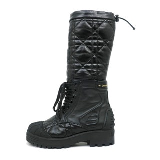 ��̾��ۡ�CHRISTIAN DIOR�ۥǥ������� ���󥰥֡��� ���ʡ����� ������36 1/2 �֥�å� BK �쥶�� �졼�����å� ��ǥ����� �ڿ���Ʊ�ۡ͡���š�