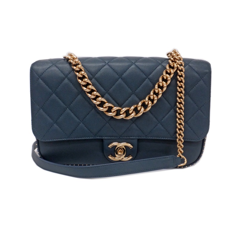 CHANEL ネイビー 保存袋付き 天白】【CHANEL】シャネル マトラッセ フラップバッグ チェーン