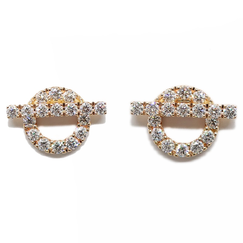 天白】【HERMES】エルメス フィネス ピアス 750PG ダイヤモンド0.92ct