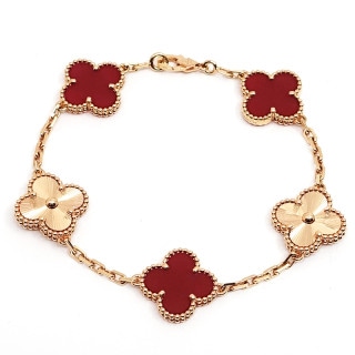 【栄】【VAN CLEEF＆ARPELS】ヴァンクリーフ＆アーペル K18PG ヴィンテージアルハンブラ ブレスレット カーネリアン ギヨシェ VCARP7RP00 750PG ローズゴールド ジュエリー【中古】