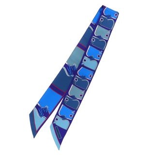 【名古屋】【HERMES】エルメス ツイリー カマイユ CAMAILS スカーフ シルク パープル ブルー マルチカラー 馬具柄 小物 レディース 美品【中古】