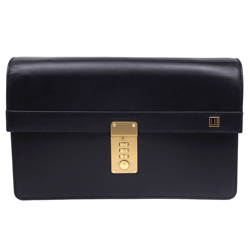 名東】【DUNHILL】ダンヒル クラッチバッグ セカンド 黒 レザー
