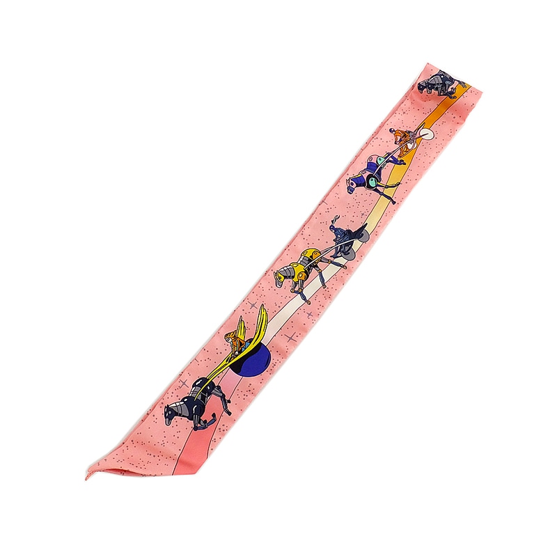 天白】【HERMES】エルメス ツイリー ピンク Space Darby ROSE×BLUE