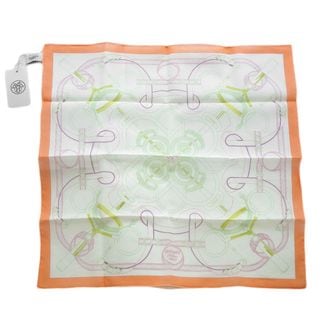 【栄】【HERMES】エルメス ハンカチーフ エプロン ドール コットン100％ ホワイト マルチカラー スカーフ バンダナ 小物 タグ付 その他【新品】【未使用】【中古】