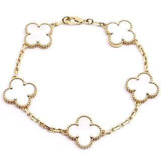 �ڱɡۡ�VAN CLEEF&ARPELS�ۥ����󥯥꡼�ա������ڥ� K18YG ������ơ�������ϥ�֥� 5������� �֥쥹��å� �ۥ磻�ȥ����� ��ĳ�� 750YG VCARA41800����š�
