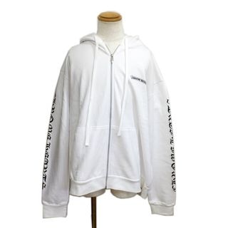 【天白】【CHROME HEARTS】クロムハーツ ジップアップパーカー バックスクロールラベルプリント XL SWTSHRT HD ZIP ホワイト メンズ アパレル 未使用【中古】