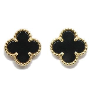 【天白】【VAN CLEEF&ARPELS】ヴァンクリーフ&アーペル スウィートアルハンブラ ピアス オニキス VCARA44900 750YG イエローゴールド ジュエリー【中古】