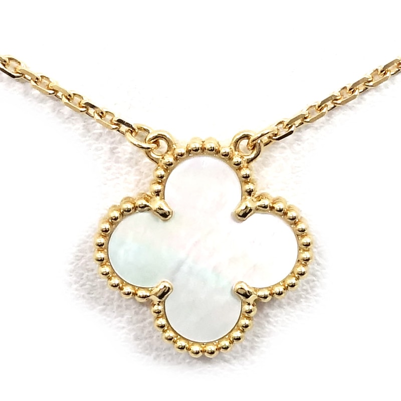 �ڱɡۡ�VAN CLEEF��ARPELS�ۥ����󥯥꡼�ա������ڥ� K18YG ������ơ�������ϥ�֥� �ͥå��쥹 MOP �ۥ磻�ȥ����� VCARA45900 750YG ���奨�꡼����š�