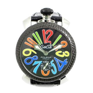 ��̾��ۡ�GAGA MILANO�ۥ����ߥ�� �ޥ̥�����48mm 5015 �֥�å�ʸ���� �֥�å��٥�� �� �����ܥ� �괬�� ��� �� ���ʥ��� �ӻ��� �����å�����š�
